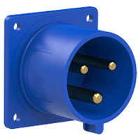 Pin and Sleeve Inlet Devices 888-6236-NS IEC 60309 Panel Mount Inlet Straight Type, IP44 Rated, 30A 250V, 32A 220-250V, 6H, IEC 309 International Pin and Sleeve Devices  